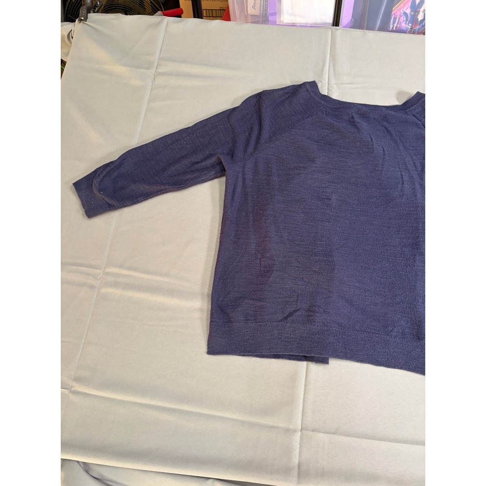 Loft Womens Navy Blue 100% Cotton Button Front Cardigan Sweater 3/4 Sleeve, M - Picture 5 of 14